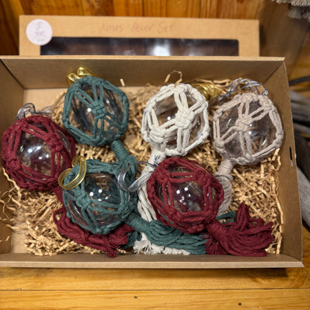 Macrame Xmas Decor Box Set (6 baubles)