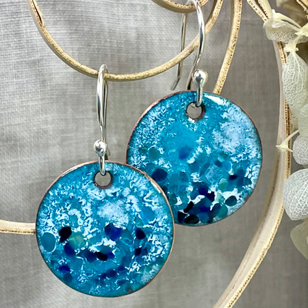 Blue seas. Enamel earrings. Handmade