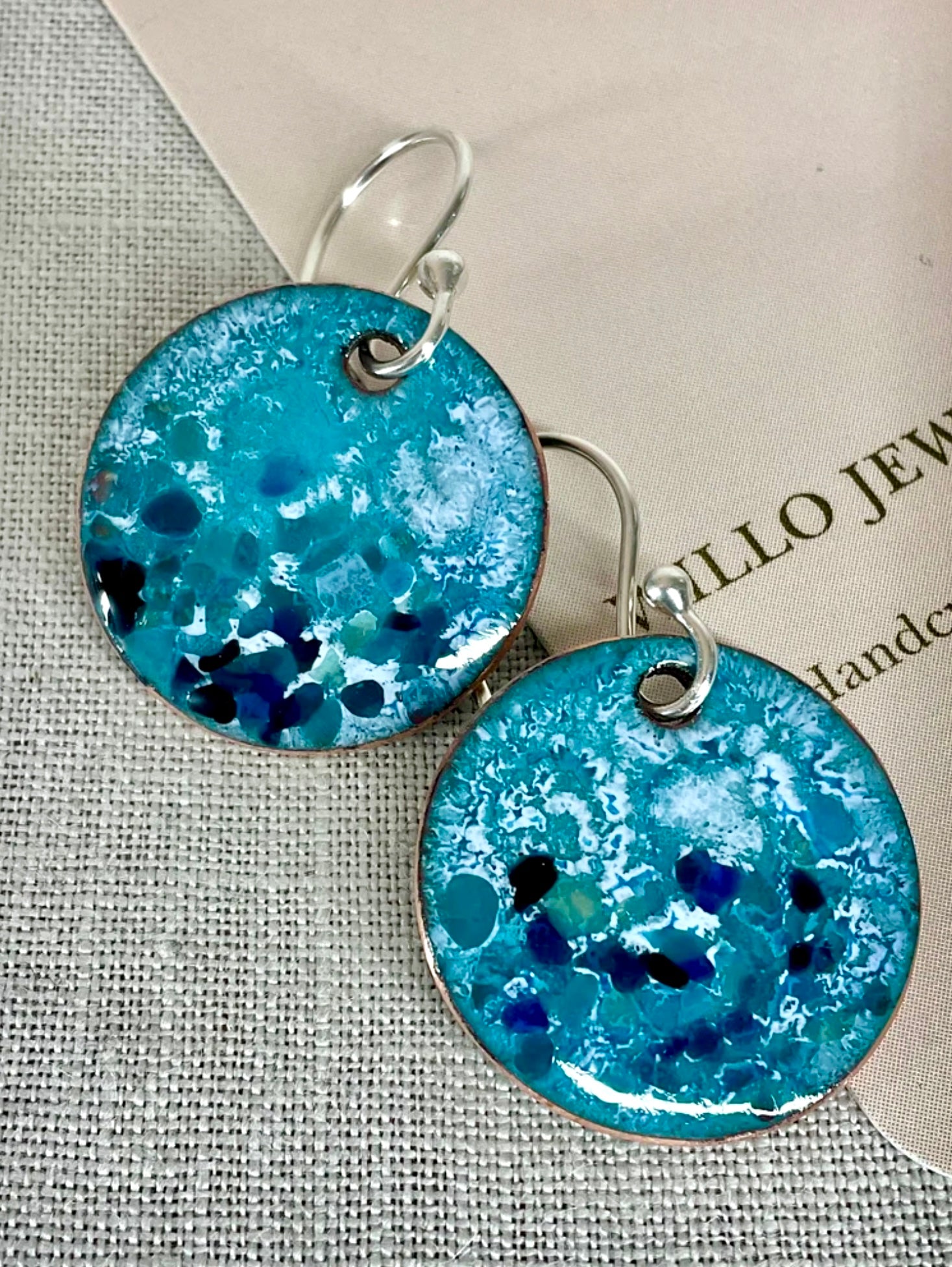 Blue seas. Enamel earrings. Handmade