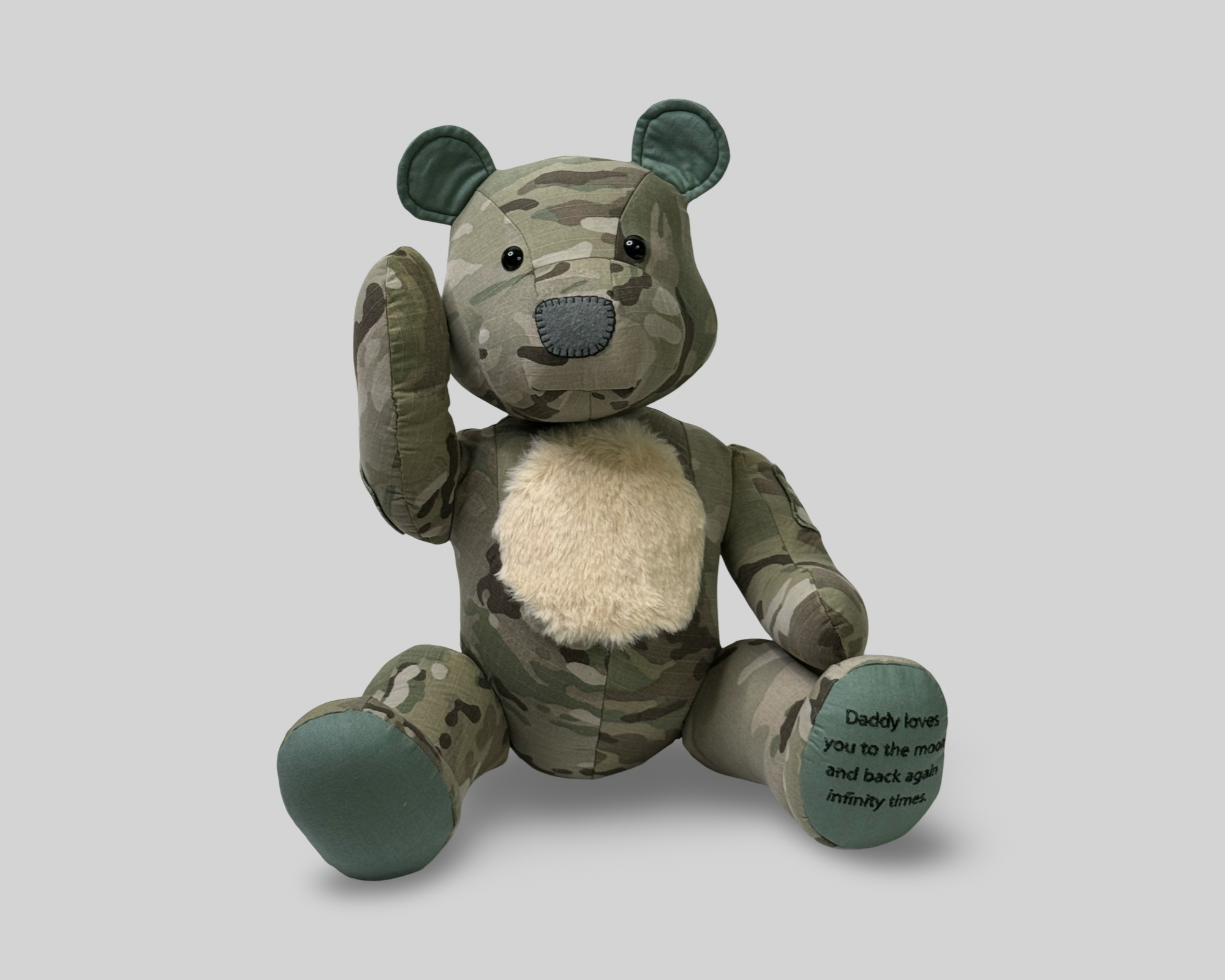 Personalised Memory Bear: Keepsake Stuffed Animal Made From Loved Ones' Clothes. Embroidered