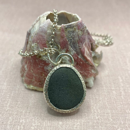 Small Textured Beach Pebble Pendant