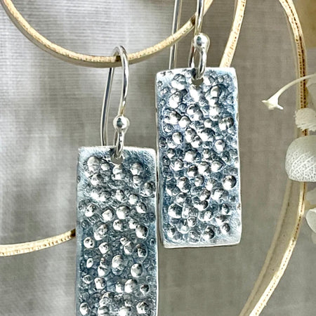 Argentium silver dimpled earrings. Handmade