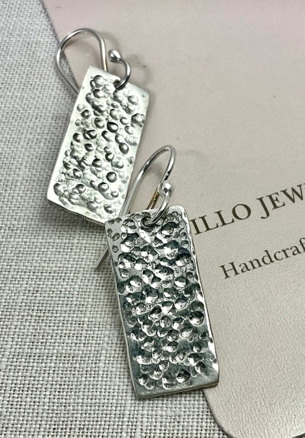 Argentium silver dimpled earrings. Handmade