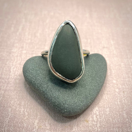 Grey-Green Beach Pebble Ring