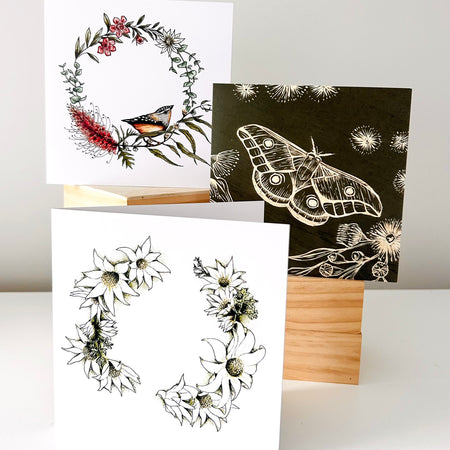 Art Card - you pick: Flannel Flower • Native Nest • Helena Gum Moth