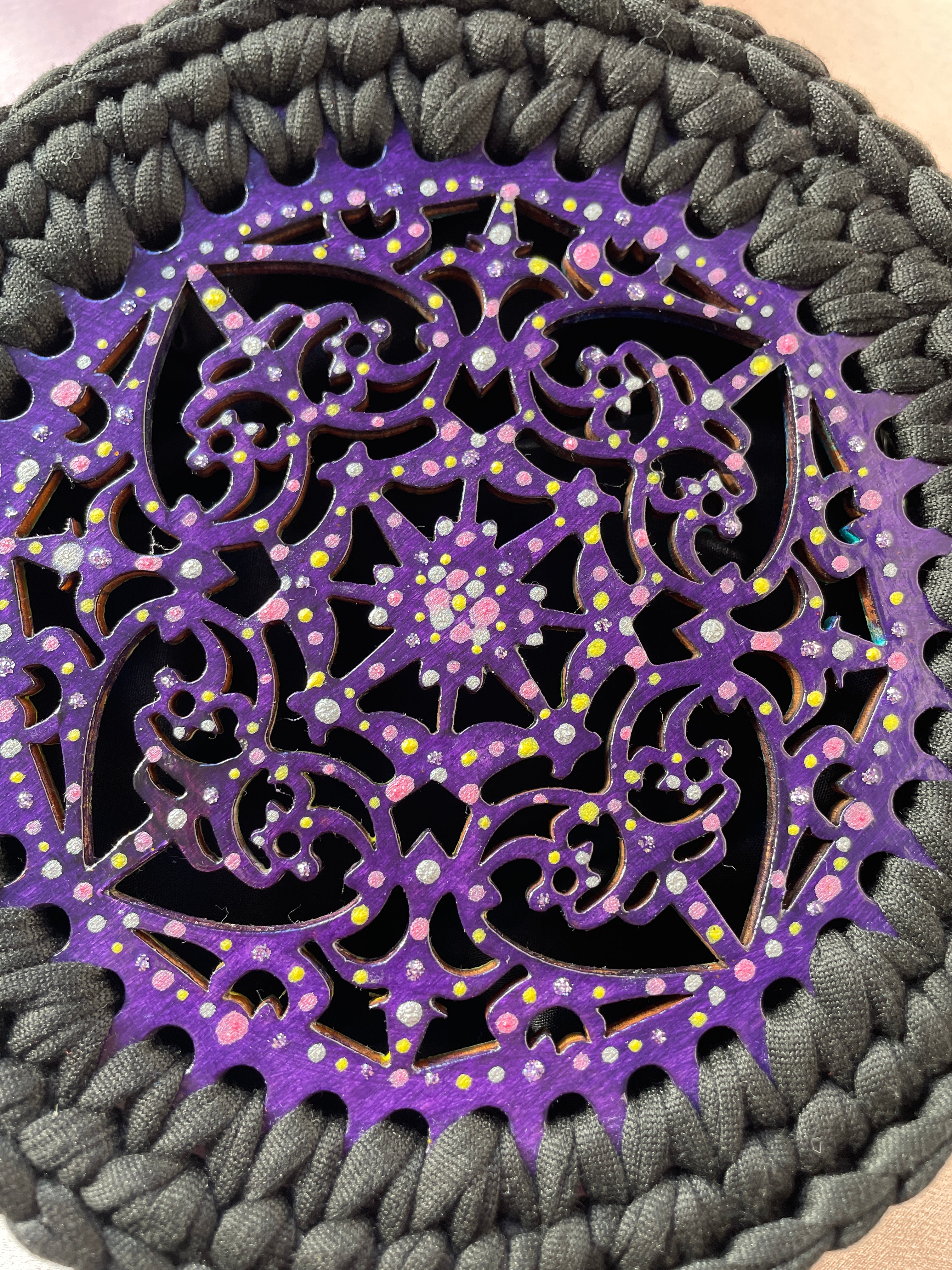 Bag with Fairy Lights | Handmade Round Bag Crochet bag