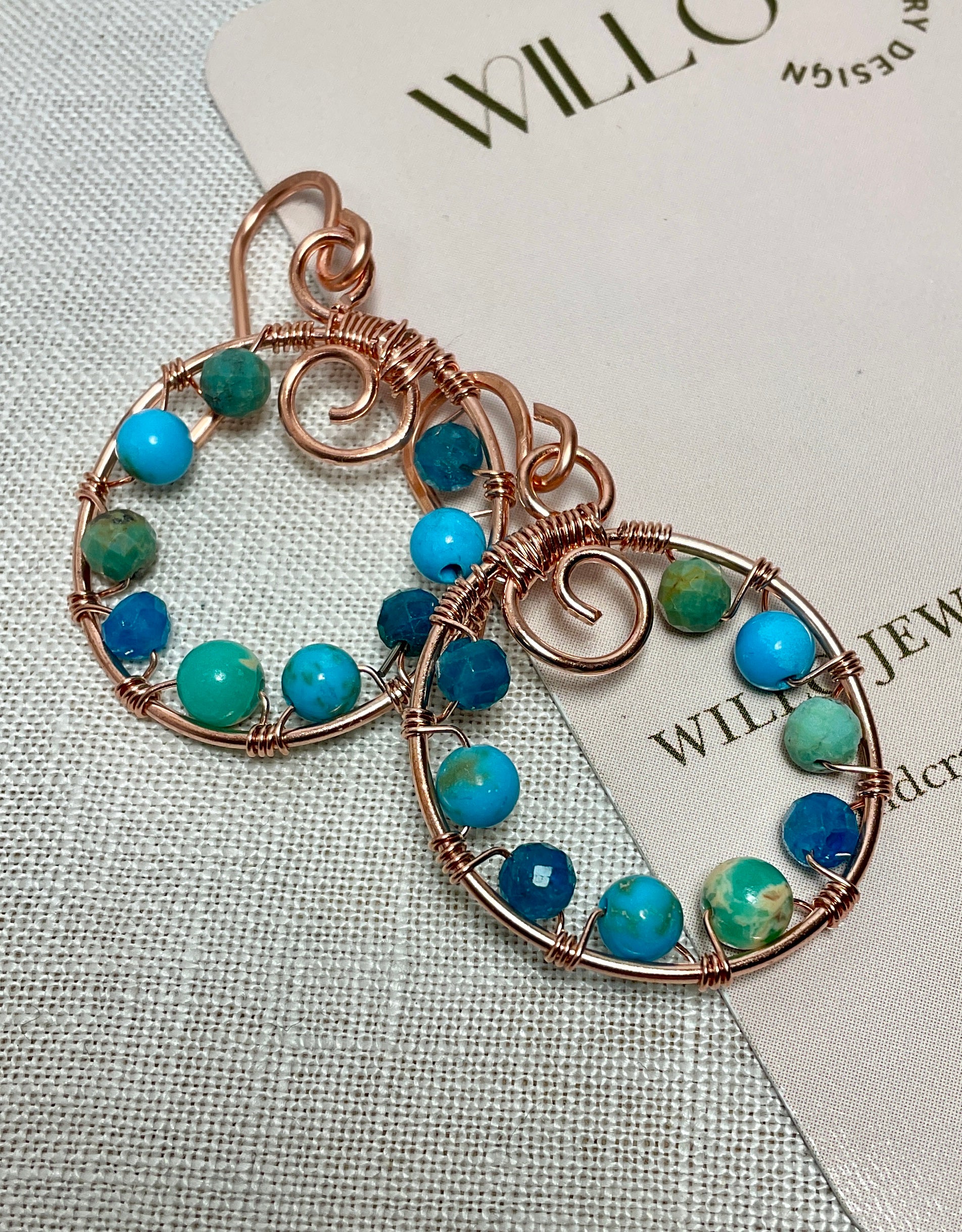 Turquoise and copper earrings. Handmade