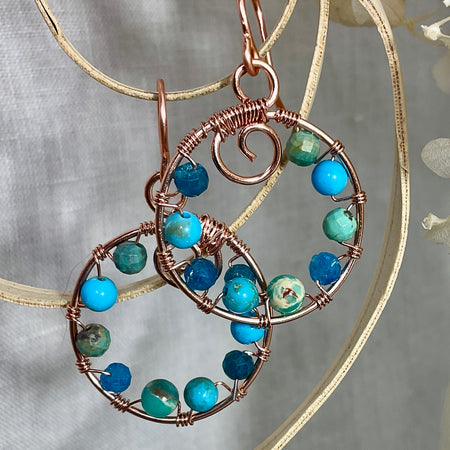 Turquoise and copper earrings. Handmade