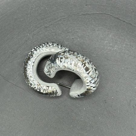 Silver Stucco Hoop Earrings