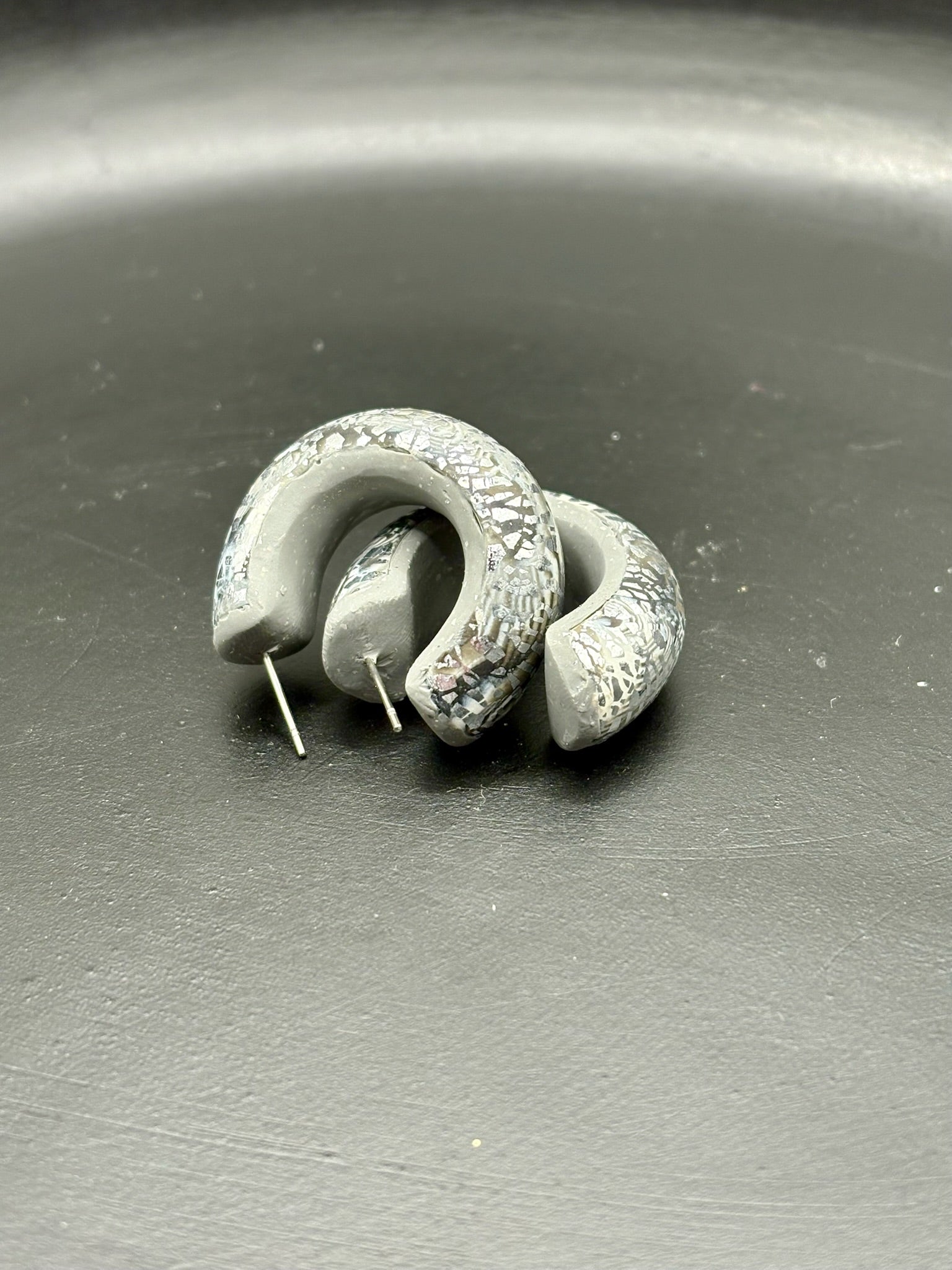 Silver Stucco Hoop Earrings