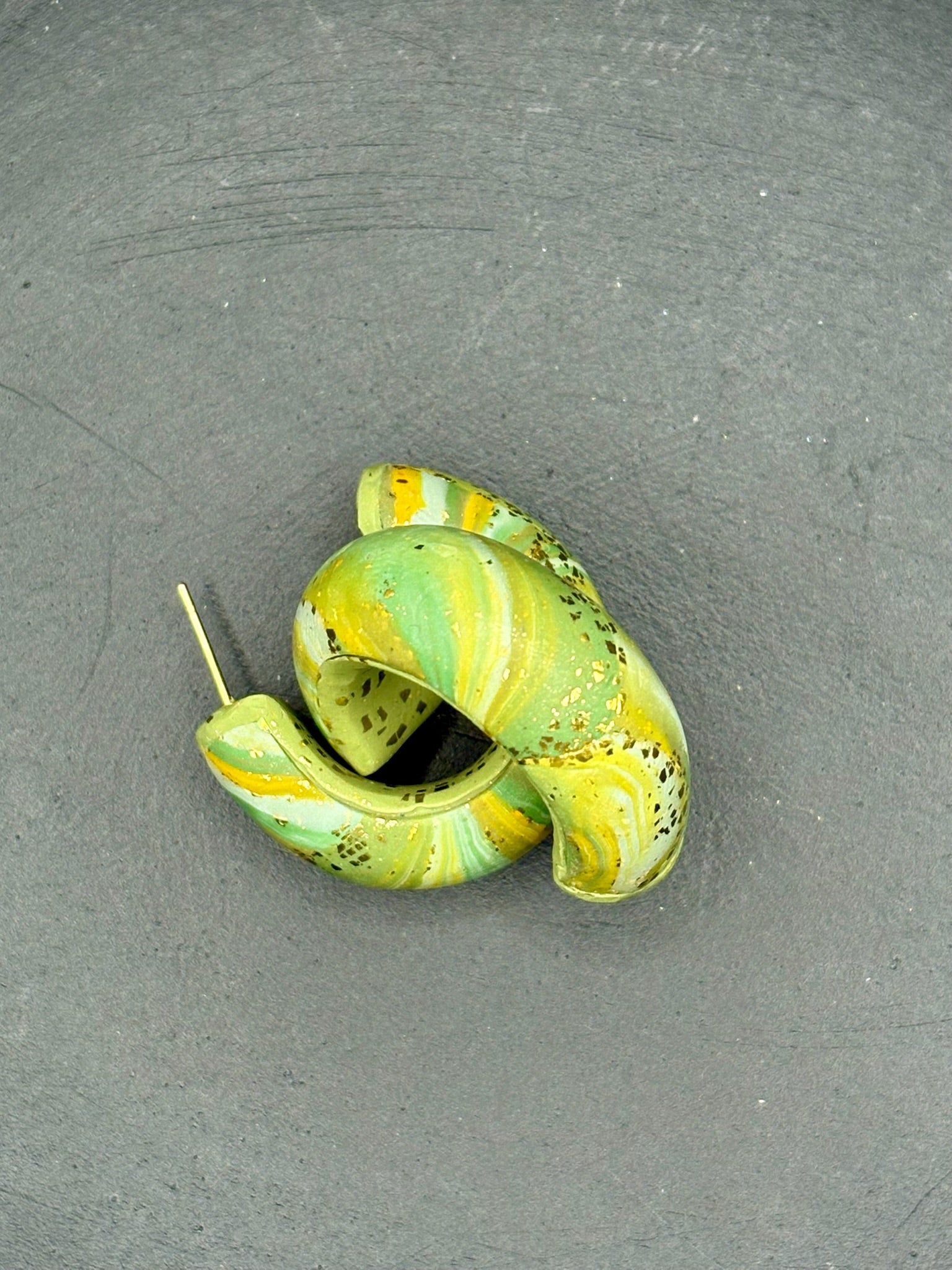 Green and Gold Hoop Earrings