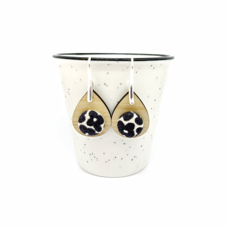 Kimono Tear Drop Earrings - Black and White