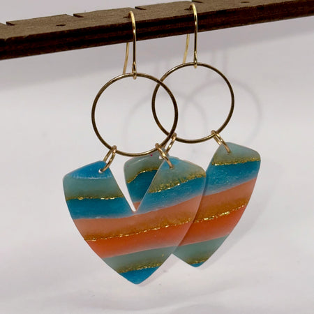 Peach and aqua dangle earrings