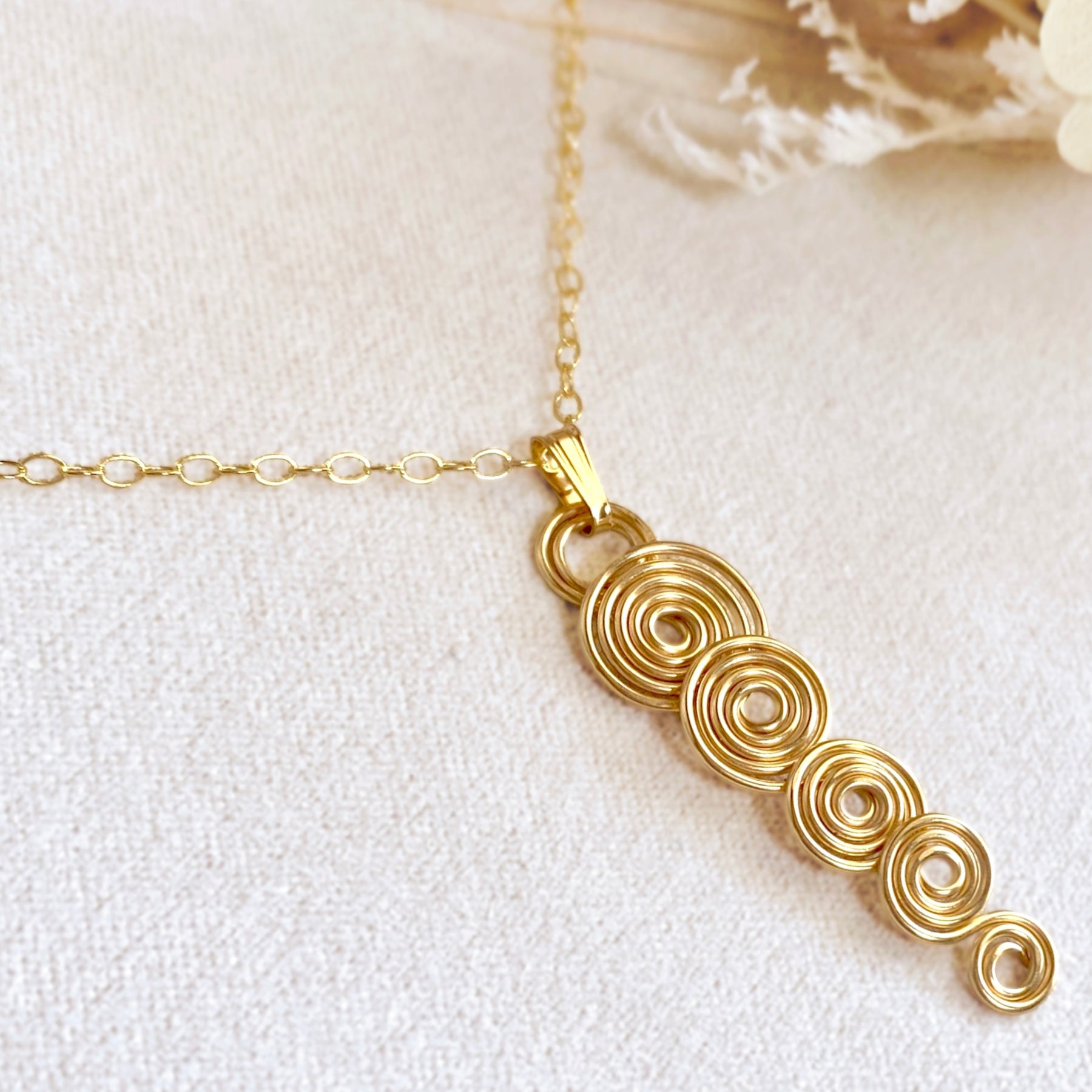 Gold spirals pendant necklace | 14k gold-filled | Celtic-inspired jewellery