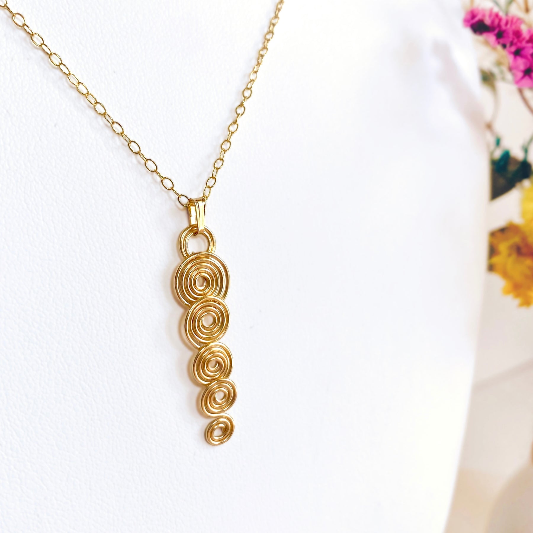 Gold spirals pendant necklace | 14k gold-filled | Celtic-inspired jewellery