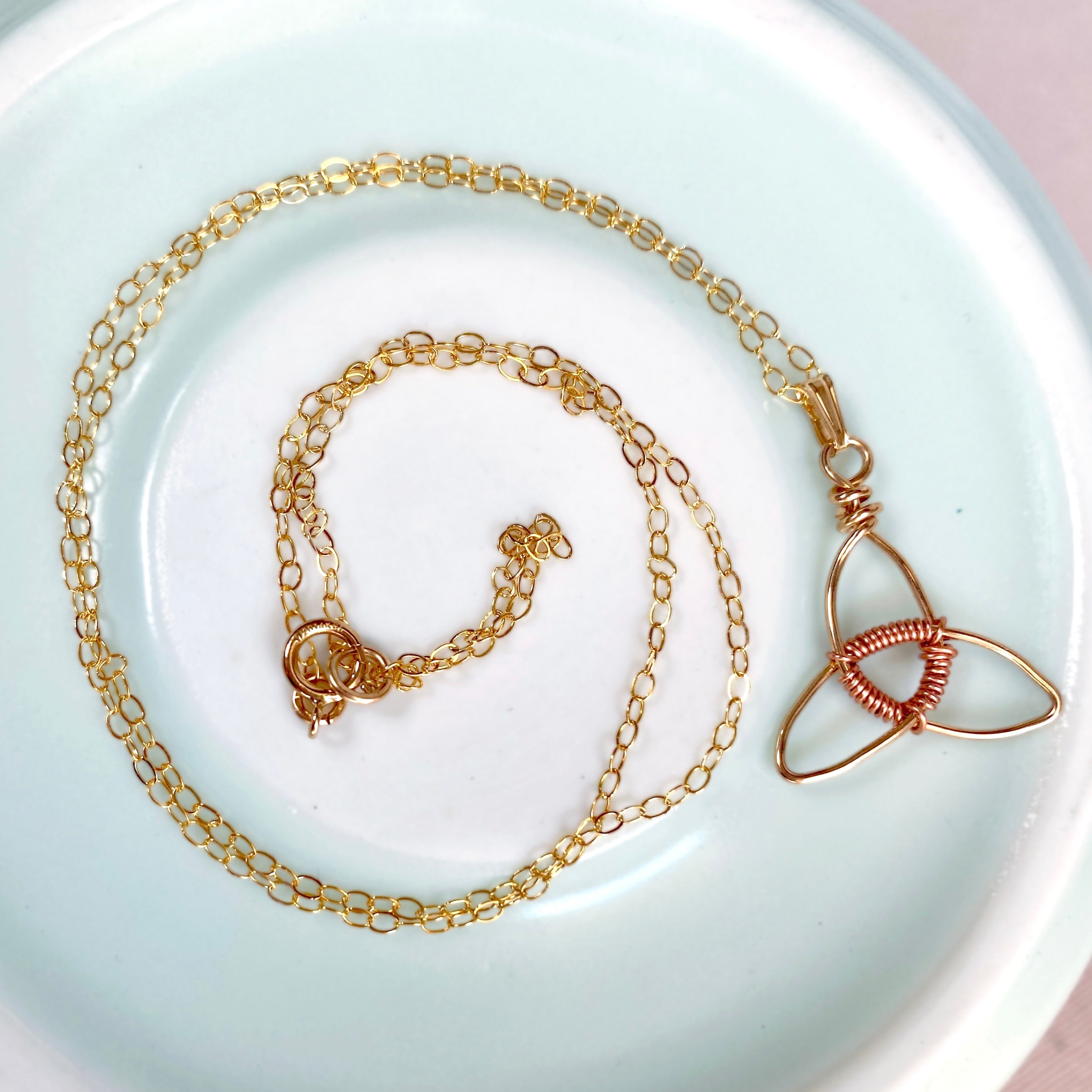 Gold triquetra pendant necklace | 14k gold-filled | Celtic-inspired jewellery