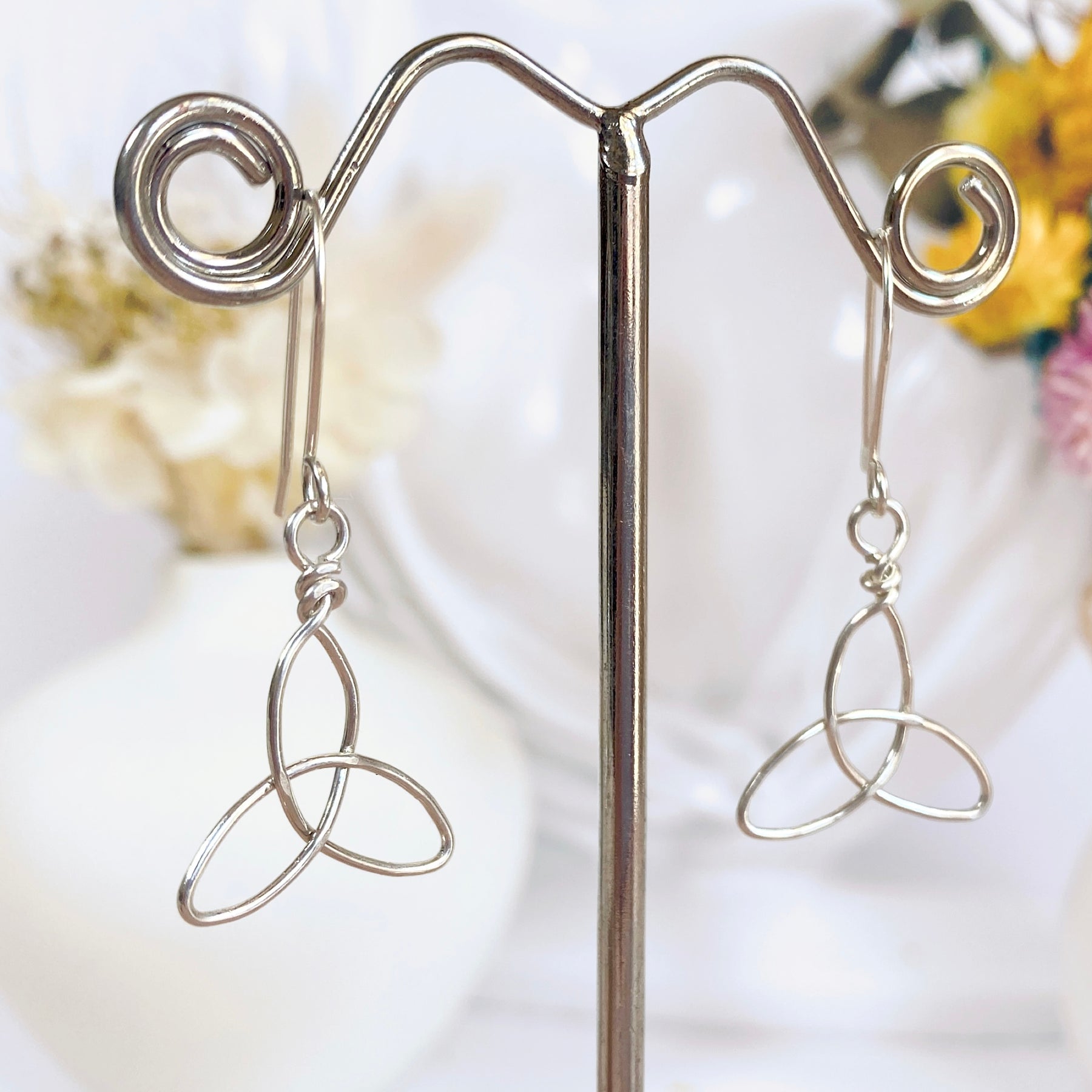 Triquetra dangle earrings | Sterling silver | Celtic-inspired jewellery