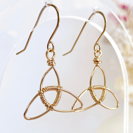Gold triquetra dangle earrings  | 14k gold-filled | Celtic-inspired jewellery