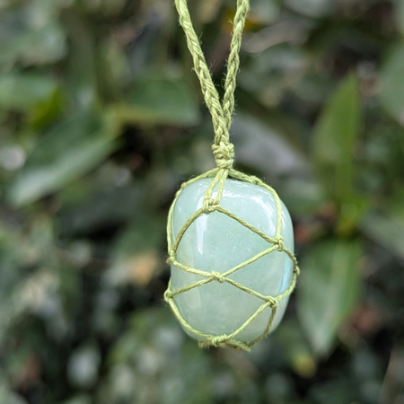 Gemstone necklace | Aventurine | Hemp | Intention - Prosperity and growth