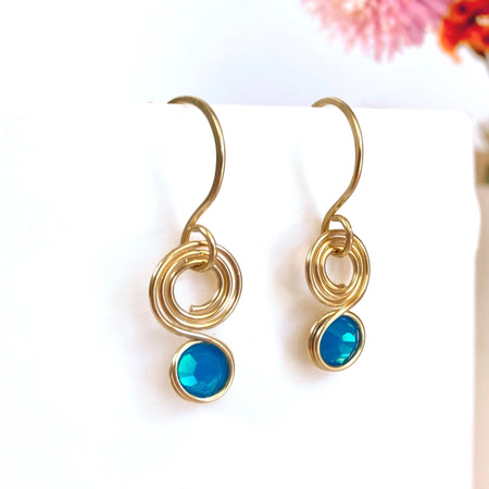 Opalescent blue crystal dangle earrings | 14k gold-filled | October birthstone gift