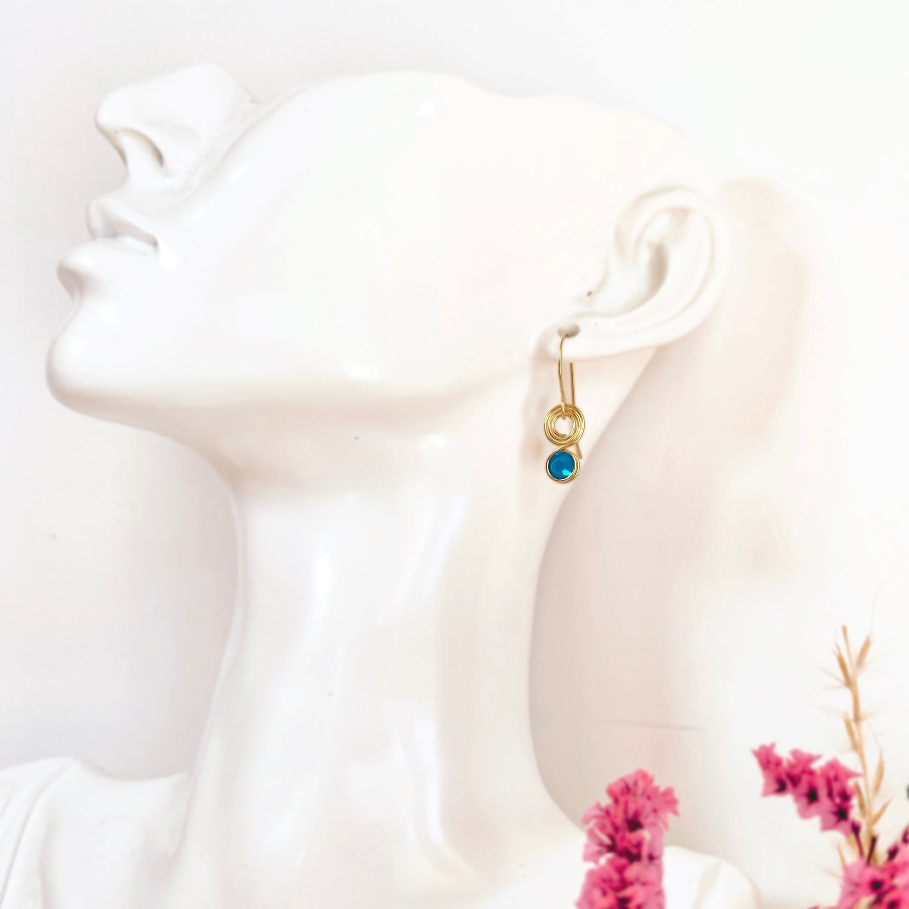 Opalescent blue crystal dangle earrings | 14k gold-filled | October birthstone gift