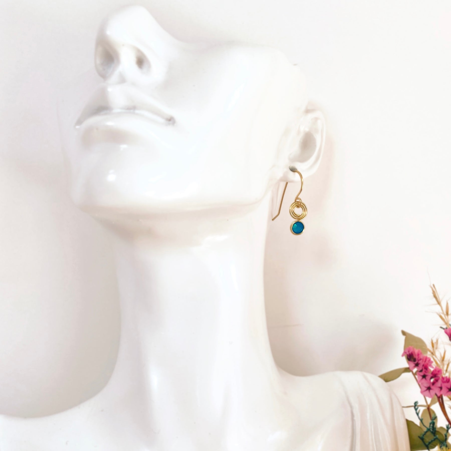 Opalescent blue crystal dangle earrings | 14k gold-filled | October birthstone gift