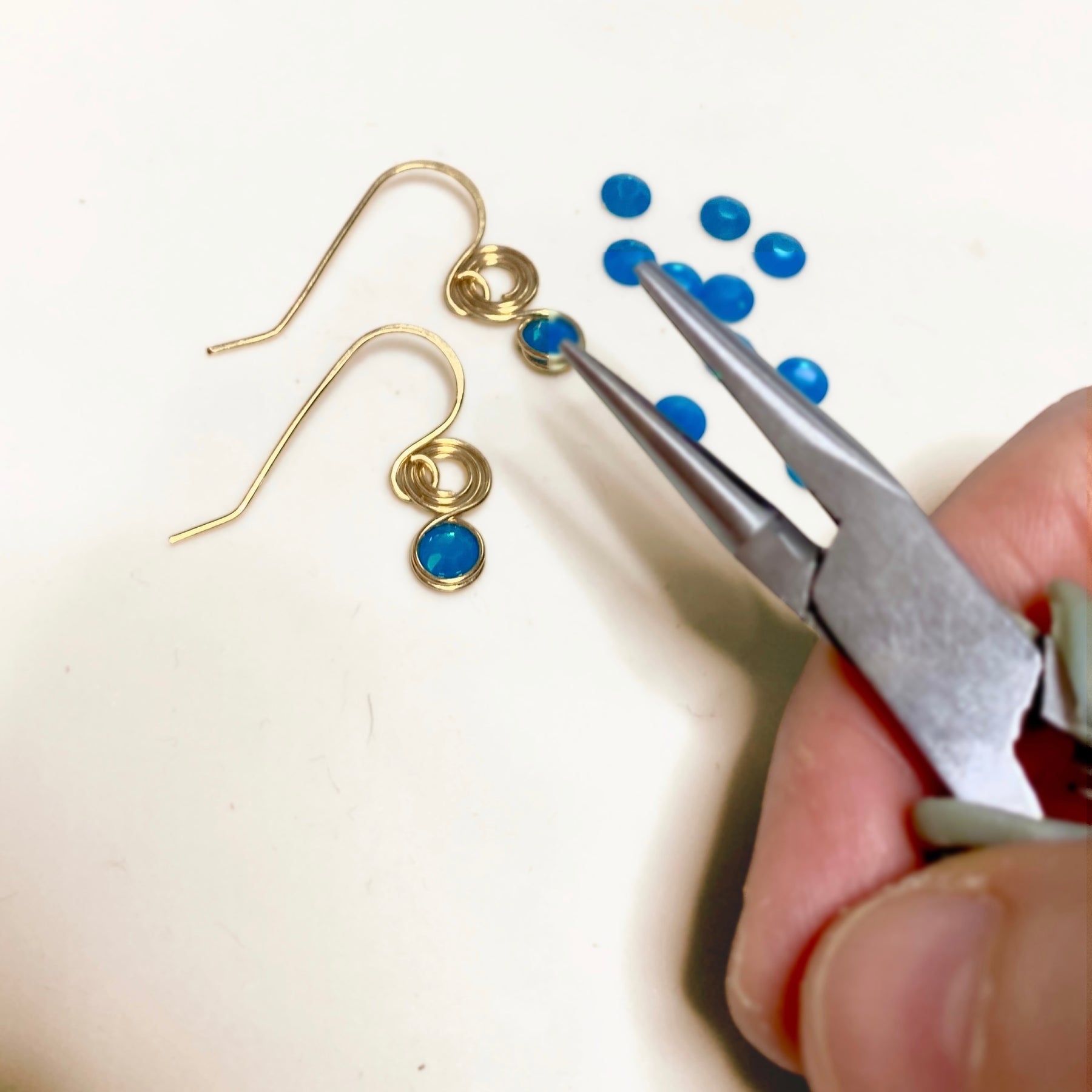 Opalescent blue crystal dangle earrings | 14k gold-filled | October birthstone gift