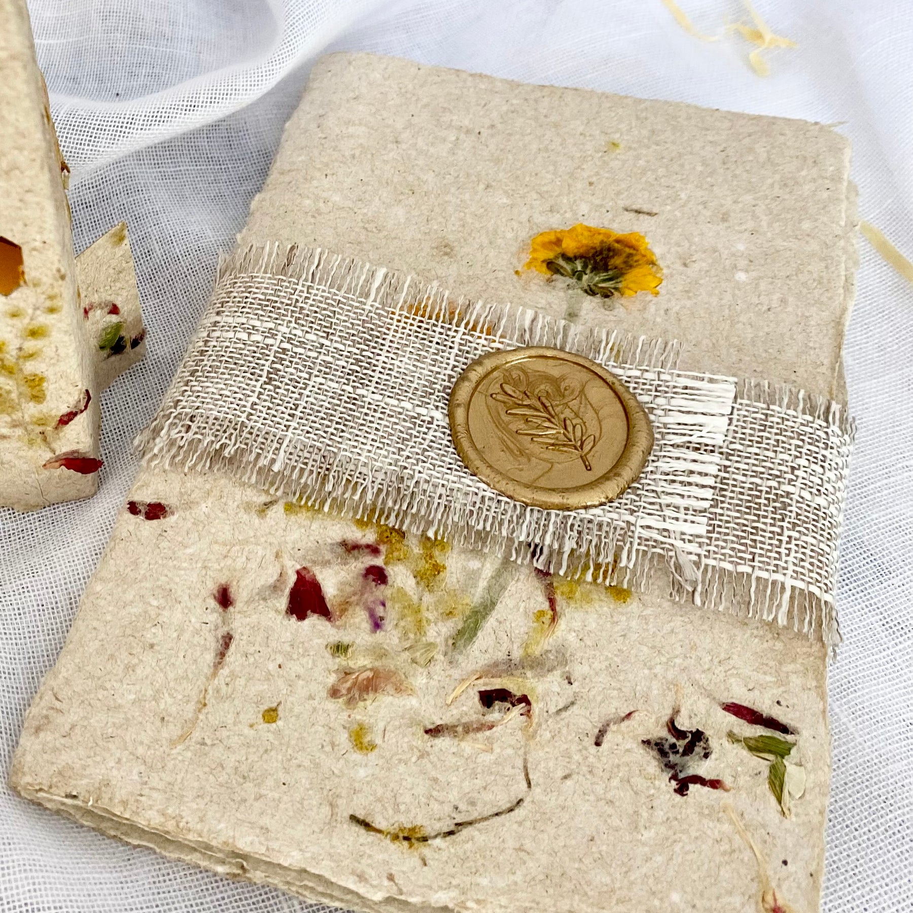 Stationery Gift box, cotton paper set with a floral covered notebook. Plus - Personalise your bookmark!