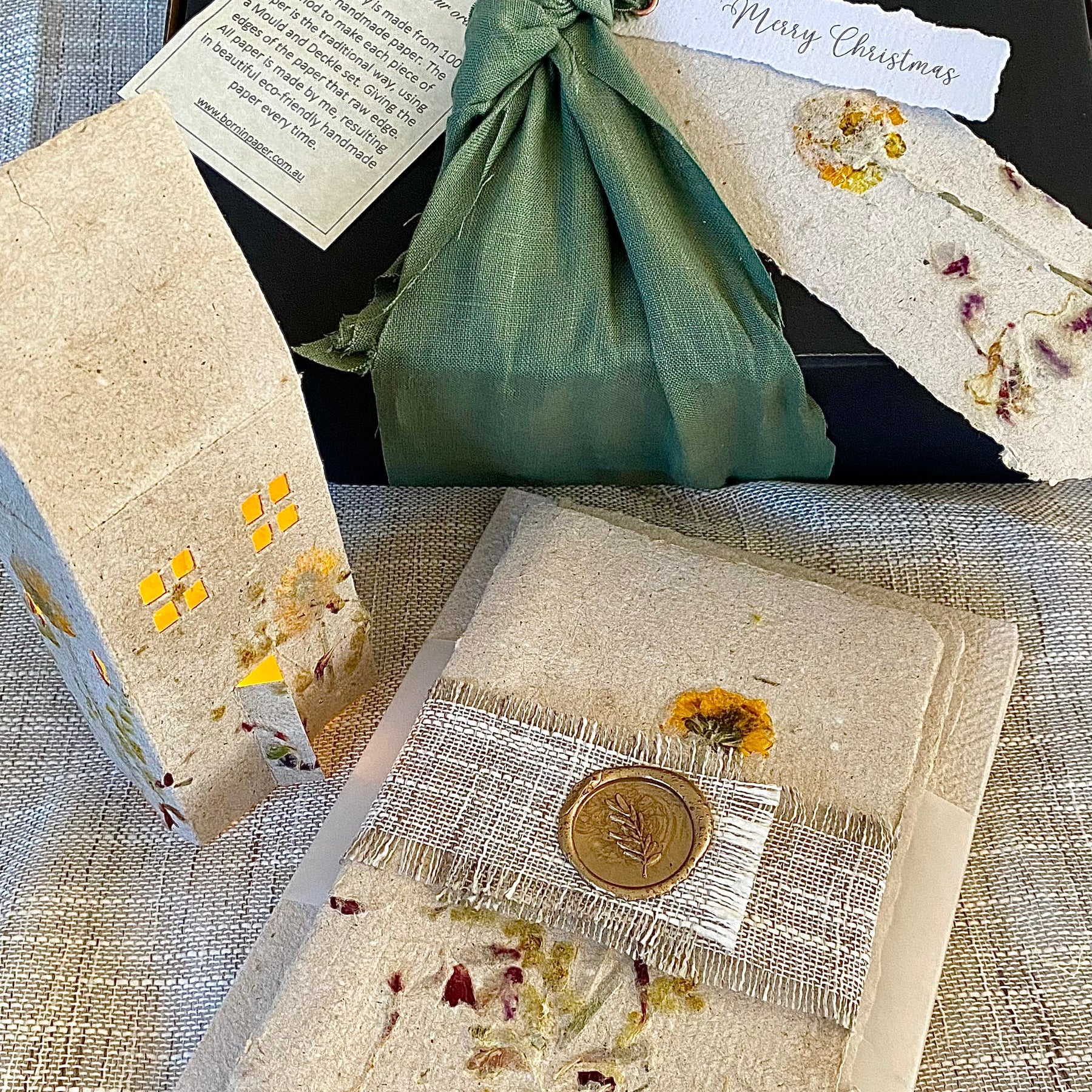 Stationery Gift box, cotton paper set with a floral covered notebook. Plus - Personalise your bookmark!
