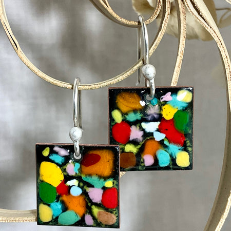 Colour splash. Handmade enamel earrings