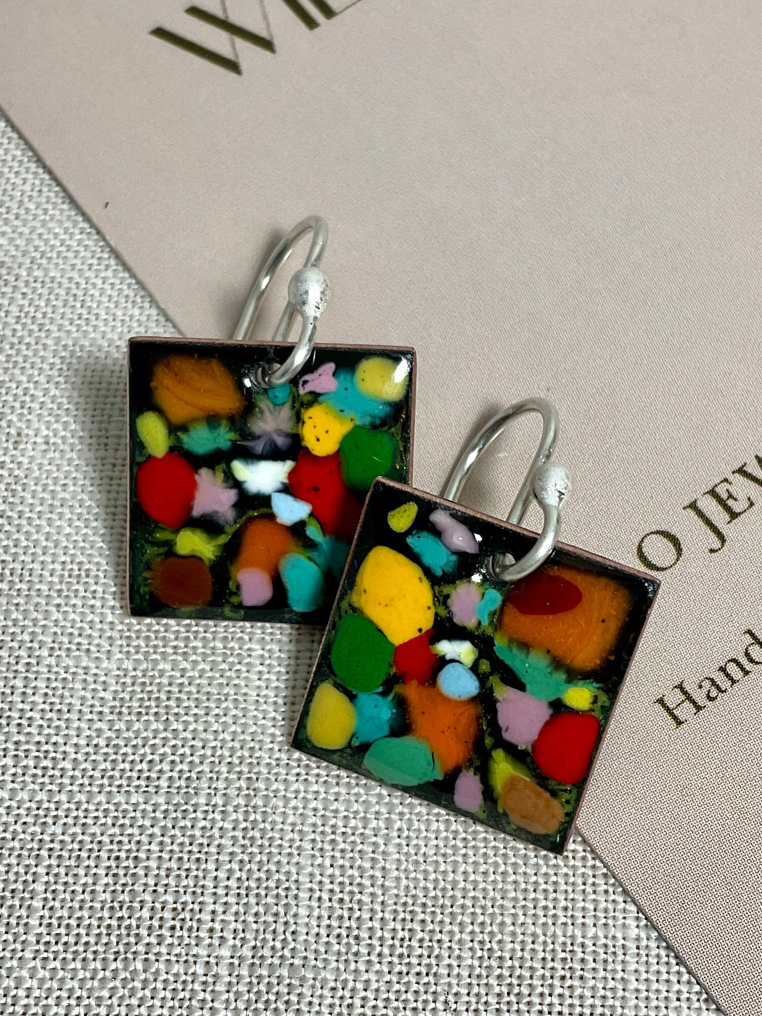 Colour splash. Handmade enamel earrings