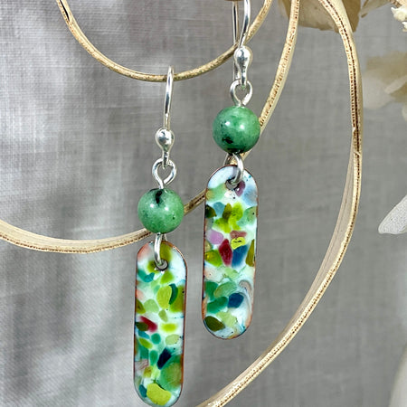 Green bliss. Enamel earrings. Handmade