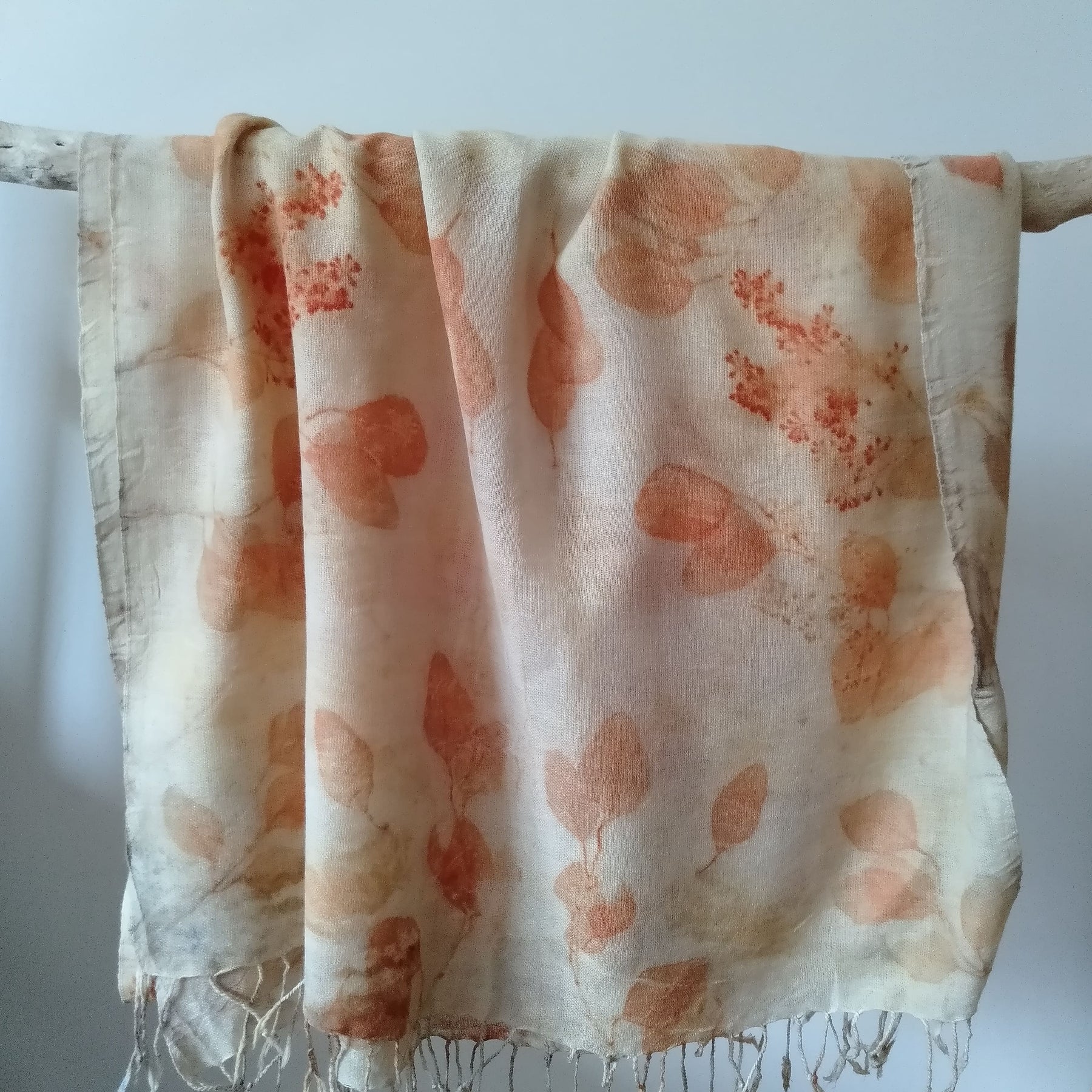 Pure merino wool fine wrap ecoprinted