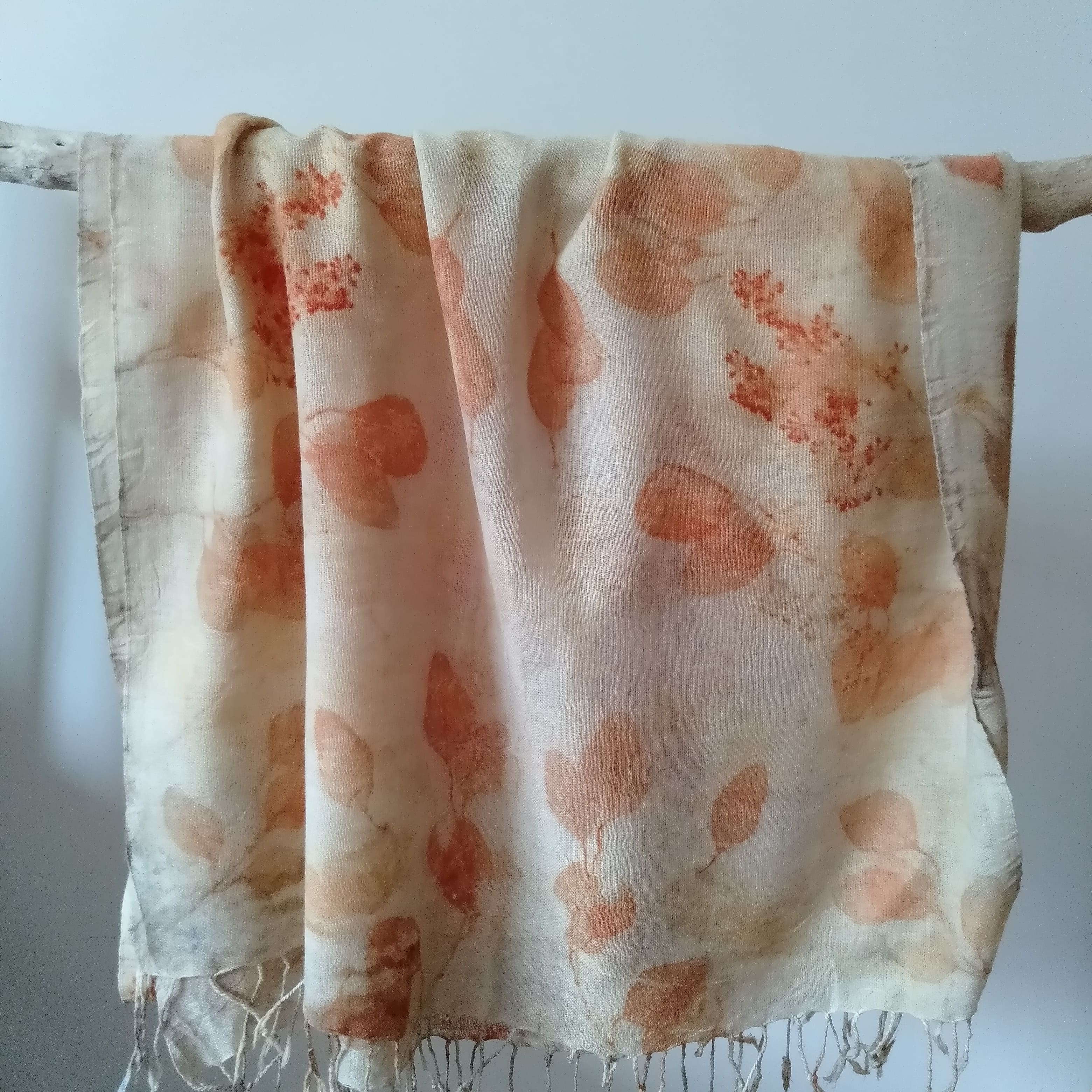 SOLD Pure merino wool fine wrap ecoprinted