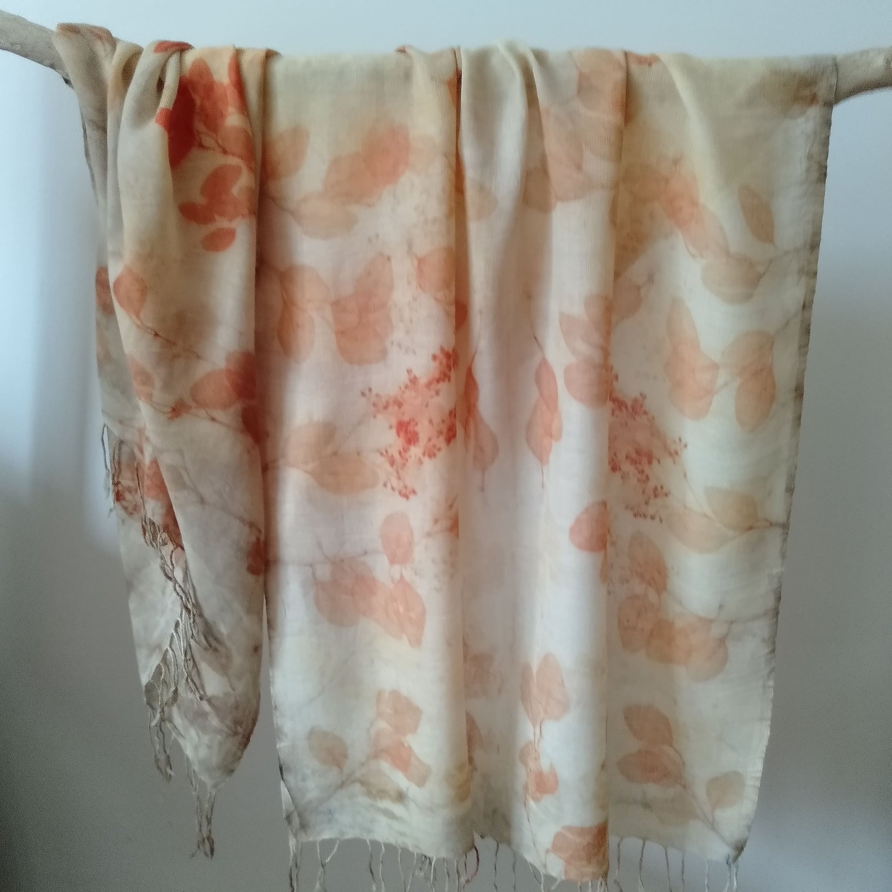 Pure merino wool fine wrap ecoprinted