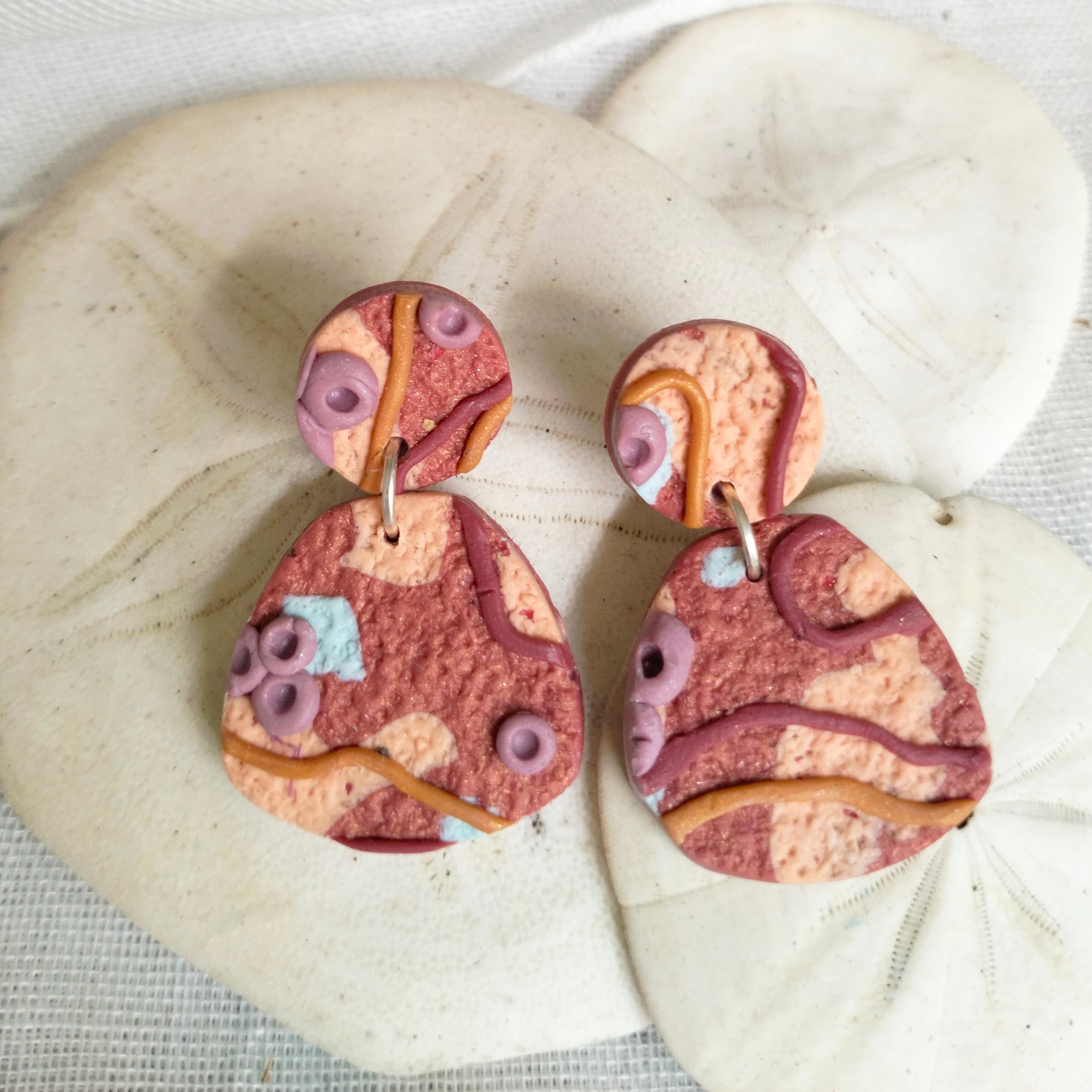 Earrings - Abstract Coral Collection - Polymer clay