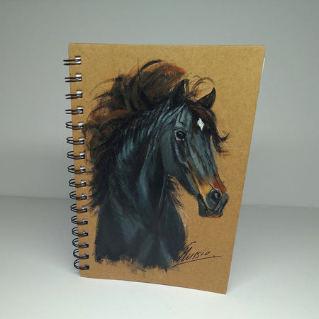Black Horse Handpainted Notebook