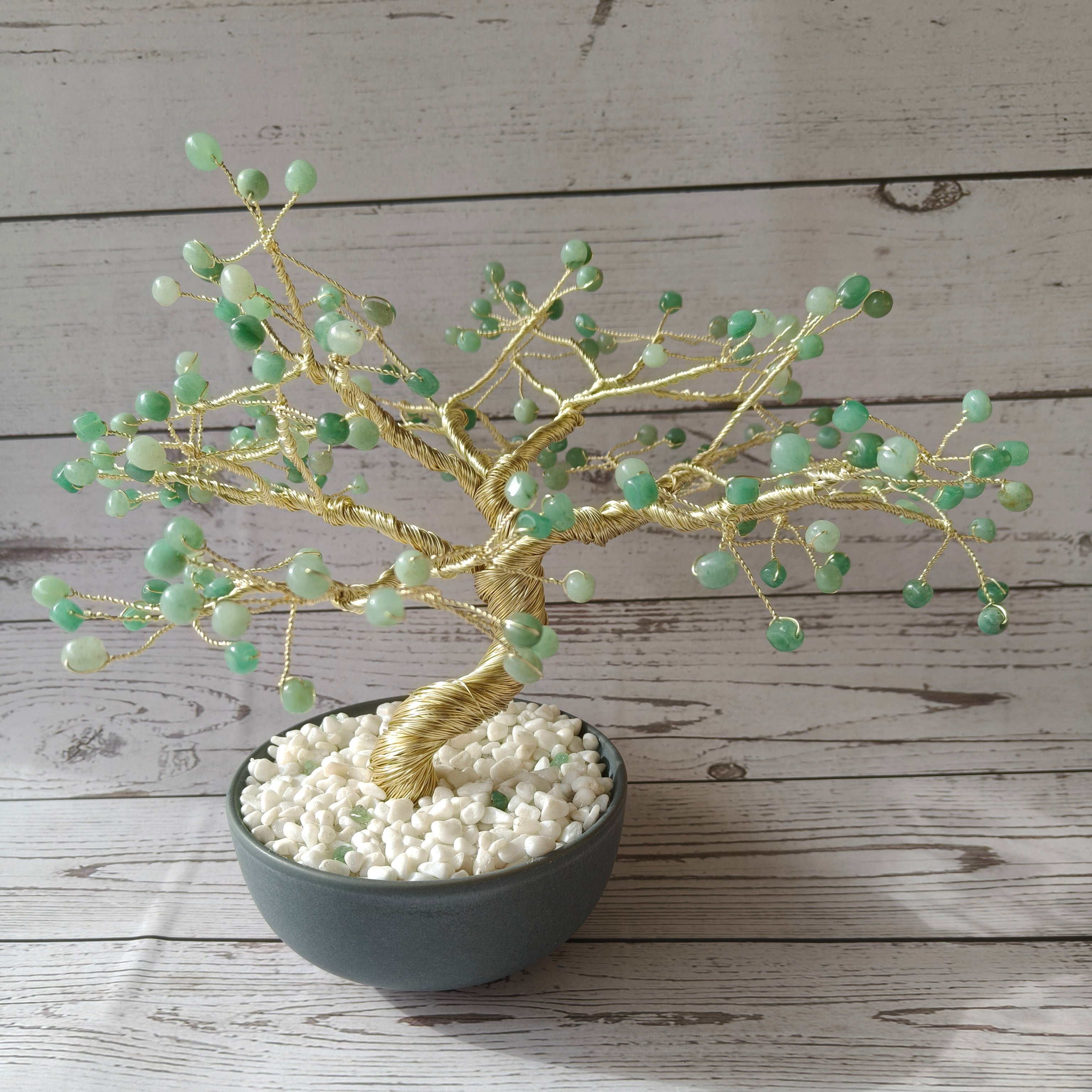 Handmade Green Aventurine Large Gem Tree for Luck, Health and Abundance