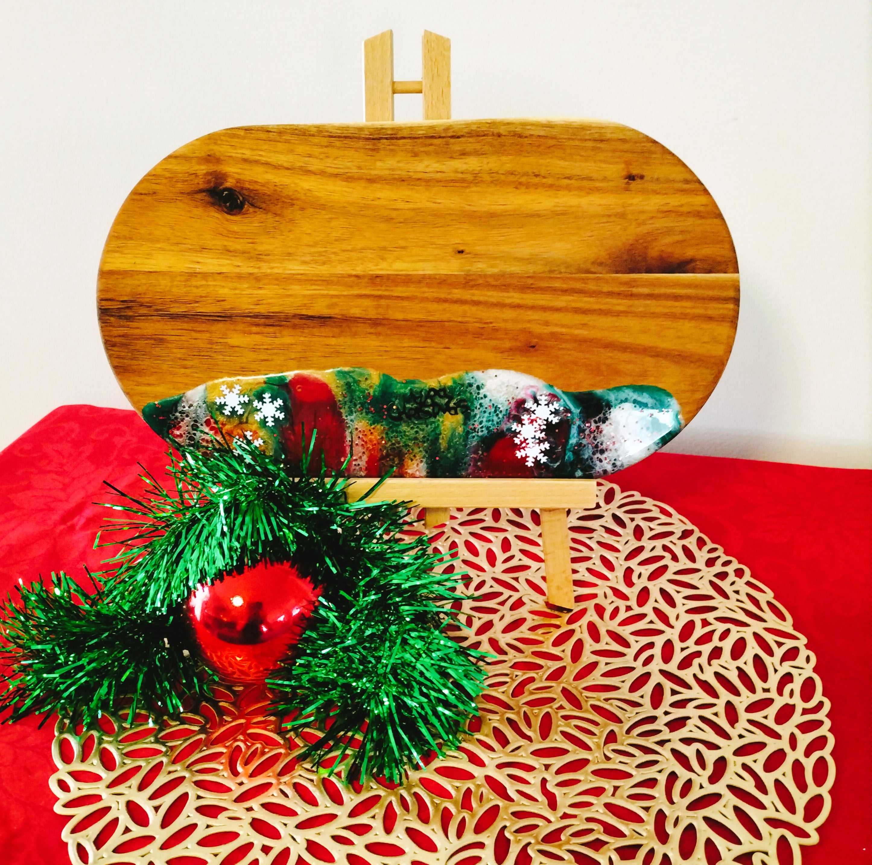 Oval shaped Christmas platter.