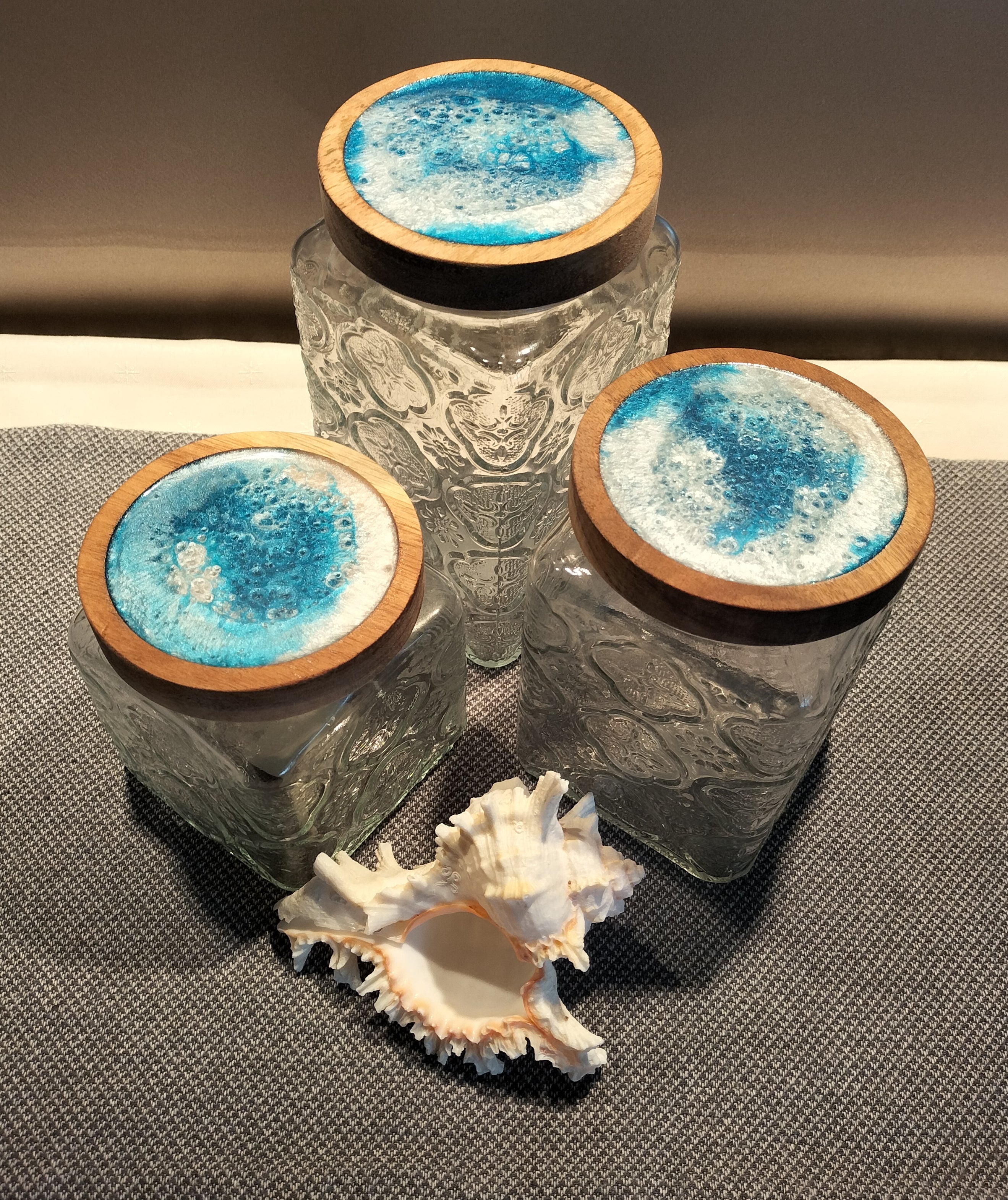 Clear Vintage glass canisters, a must for your favourite goodies.