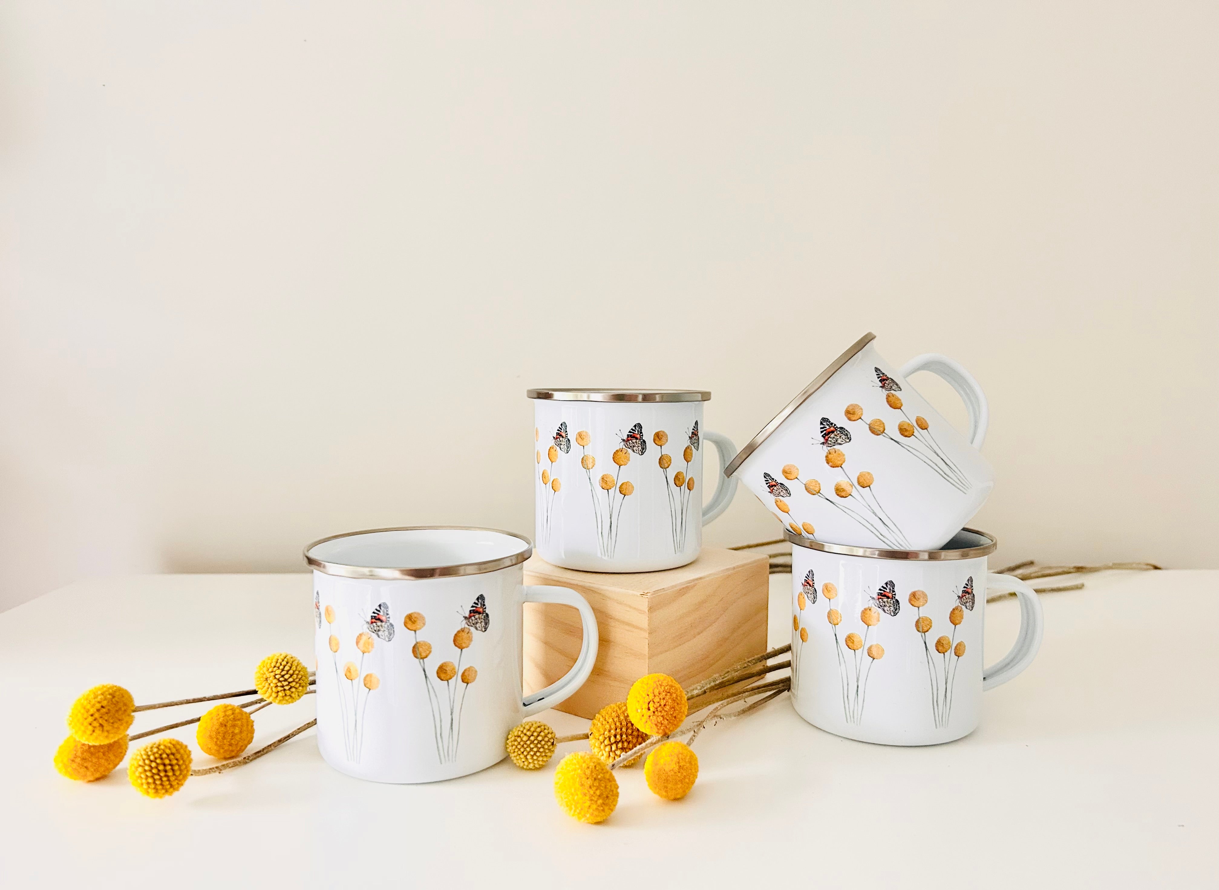Gardeners Mug - Billy Buttons & Butterfly