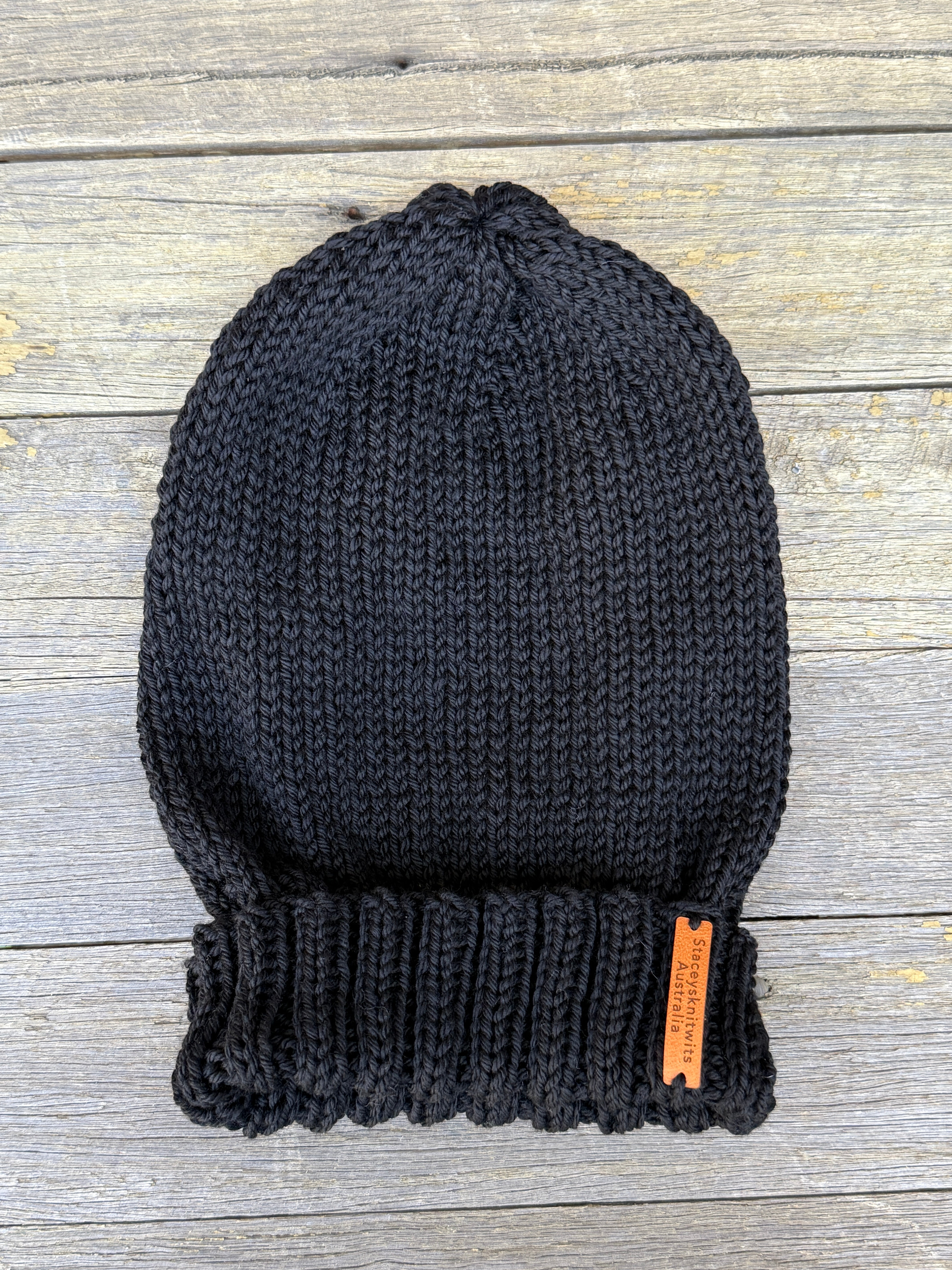 Black Slouchy Beanie, Hand Knitted mens or ladies mustard slouch