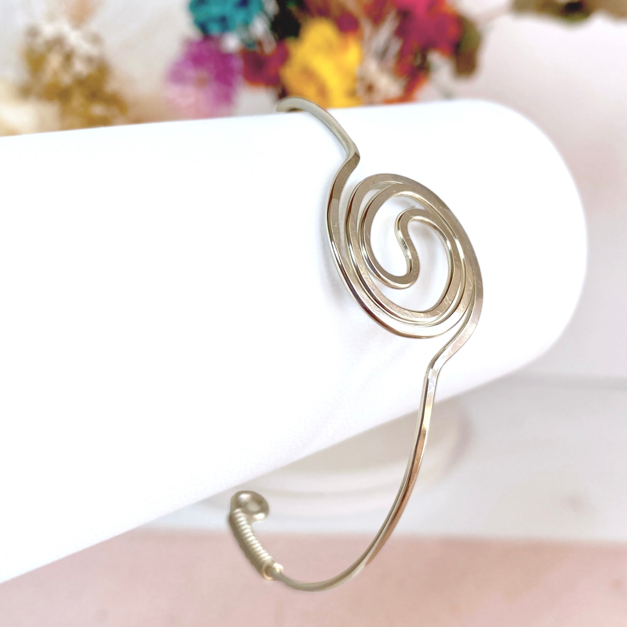 Yin & Yang spiralling silver bangle bracelet | Sterling Silver