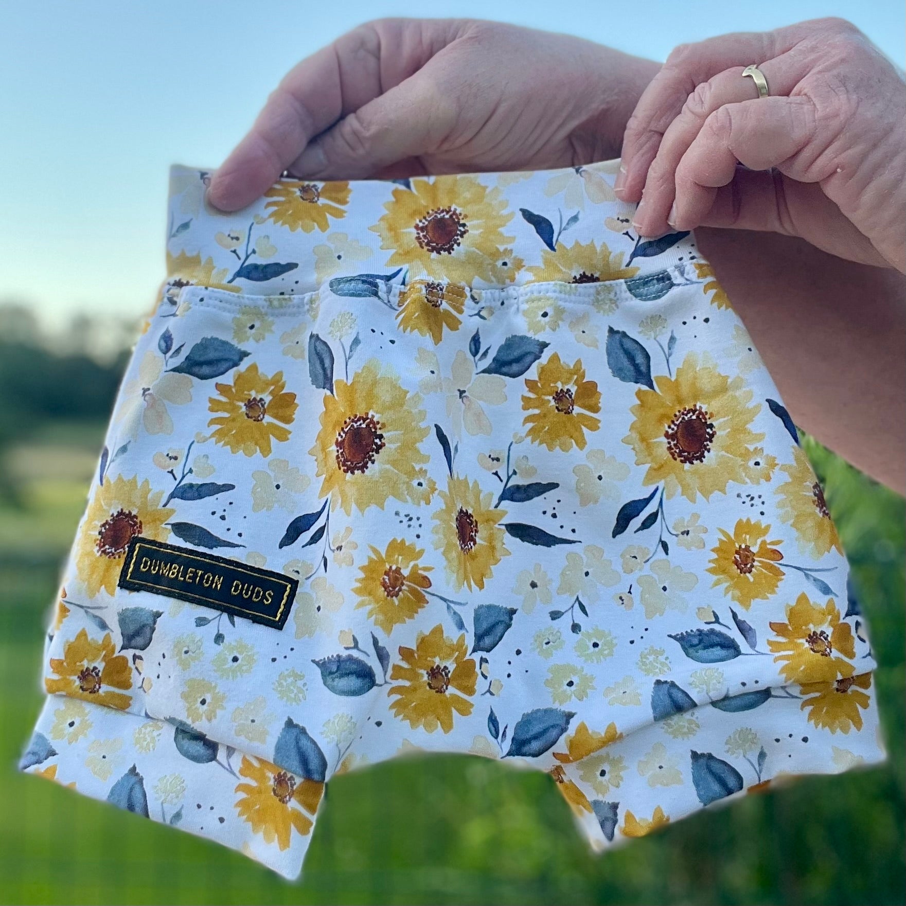 Sunflowers in Yellow | Sizes 000, 00, 0, 1 | Handmade Baby Pants by Dumbleton Duds | FREE Postage $50+