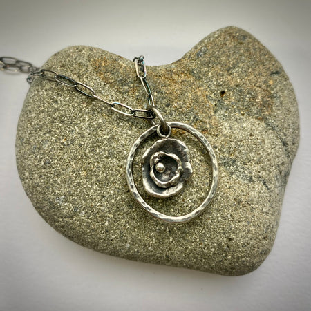 Water Cast Silver Splash and Ripple Pendant