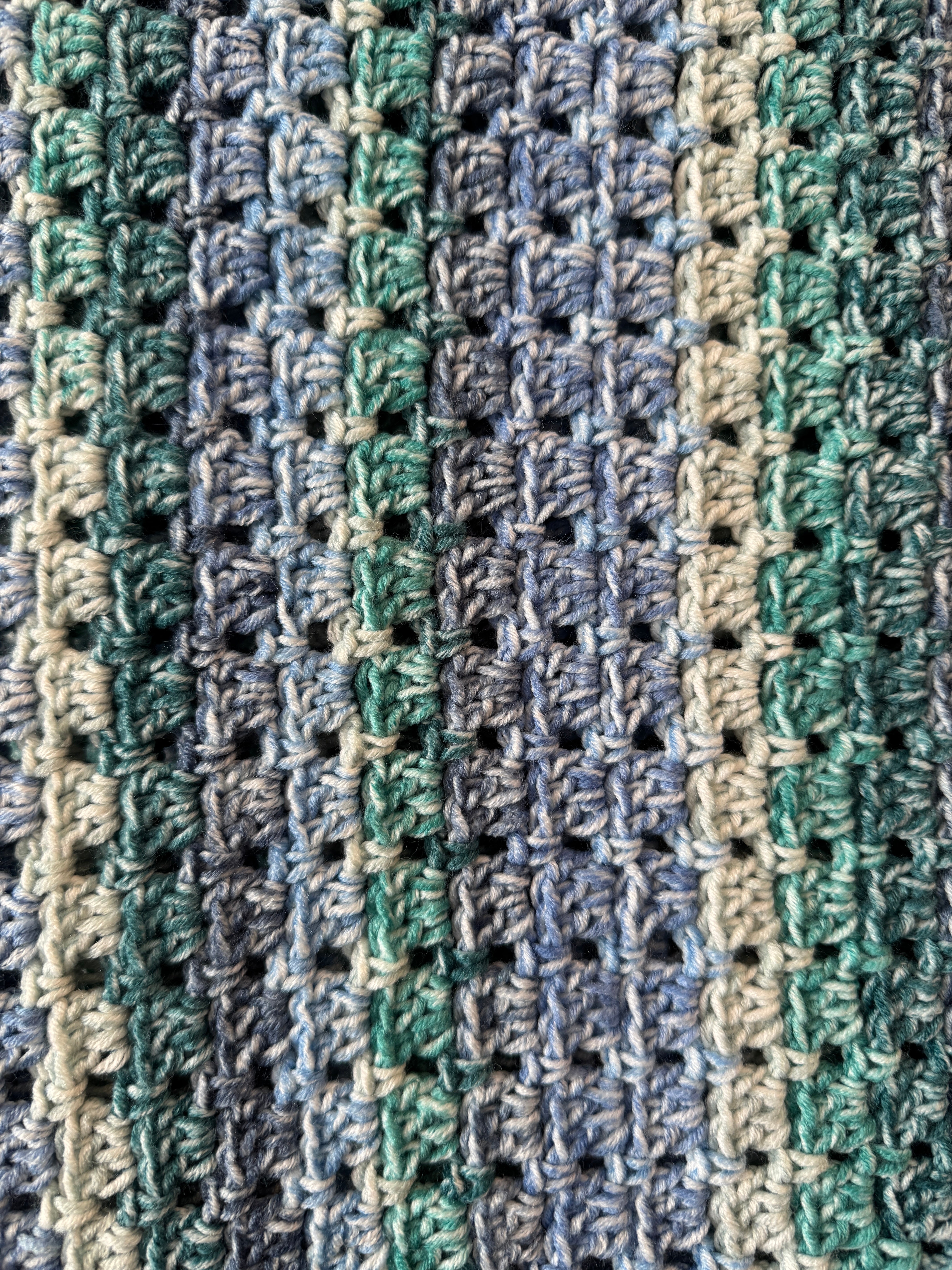 Crochet | Blanket / Throw | Rectangle Variegated Blue & Green