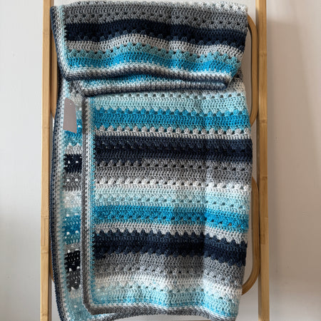Crochet | Blanket / Throw | Blue Variegated