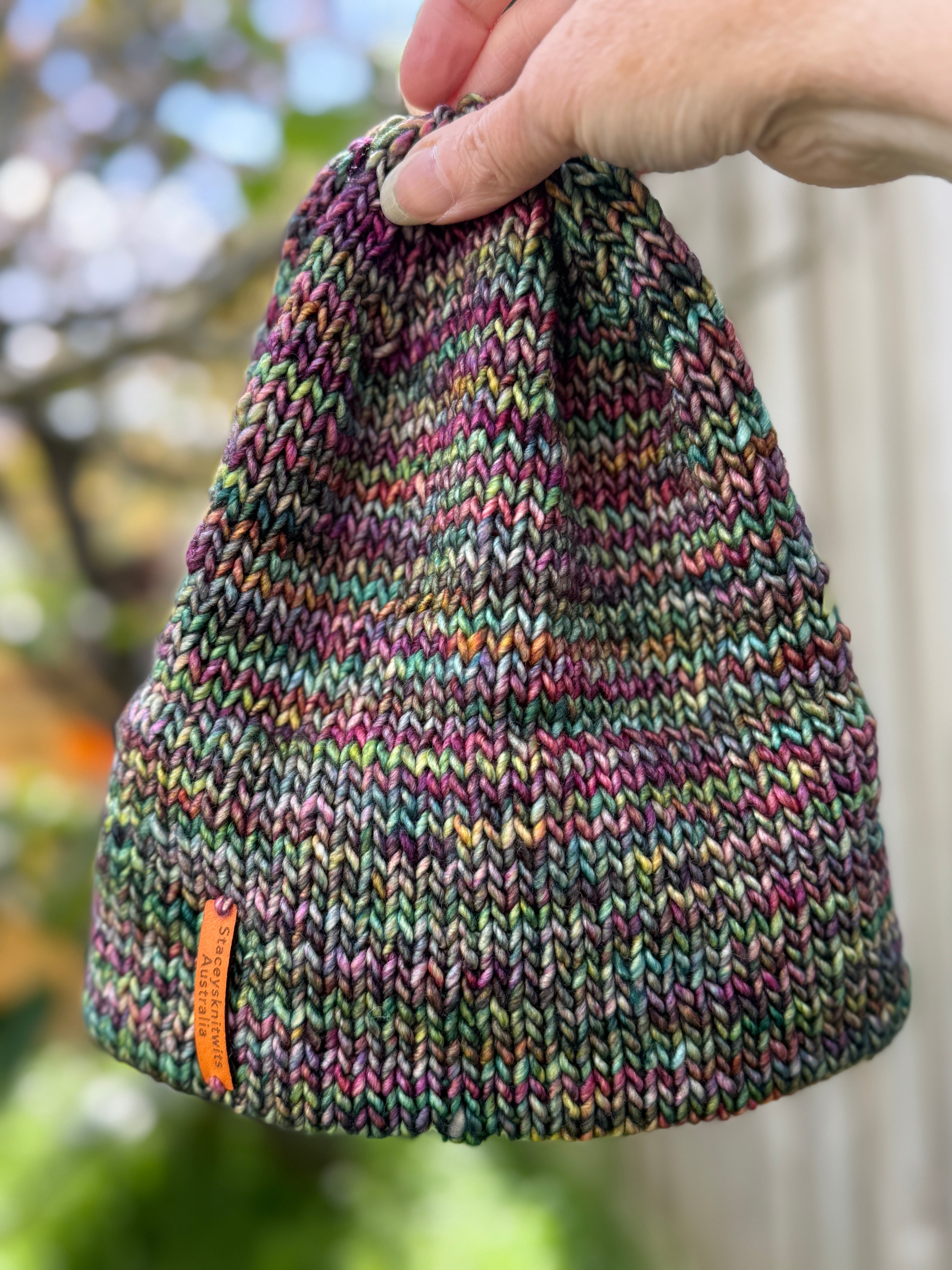 Hand knitted Flecked Merino Beanie, Double Brim extra warm hand knitted