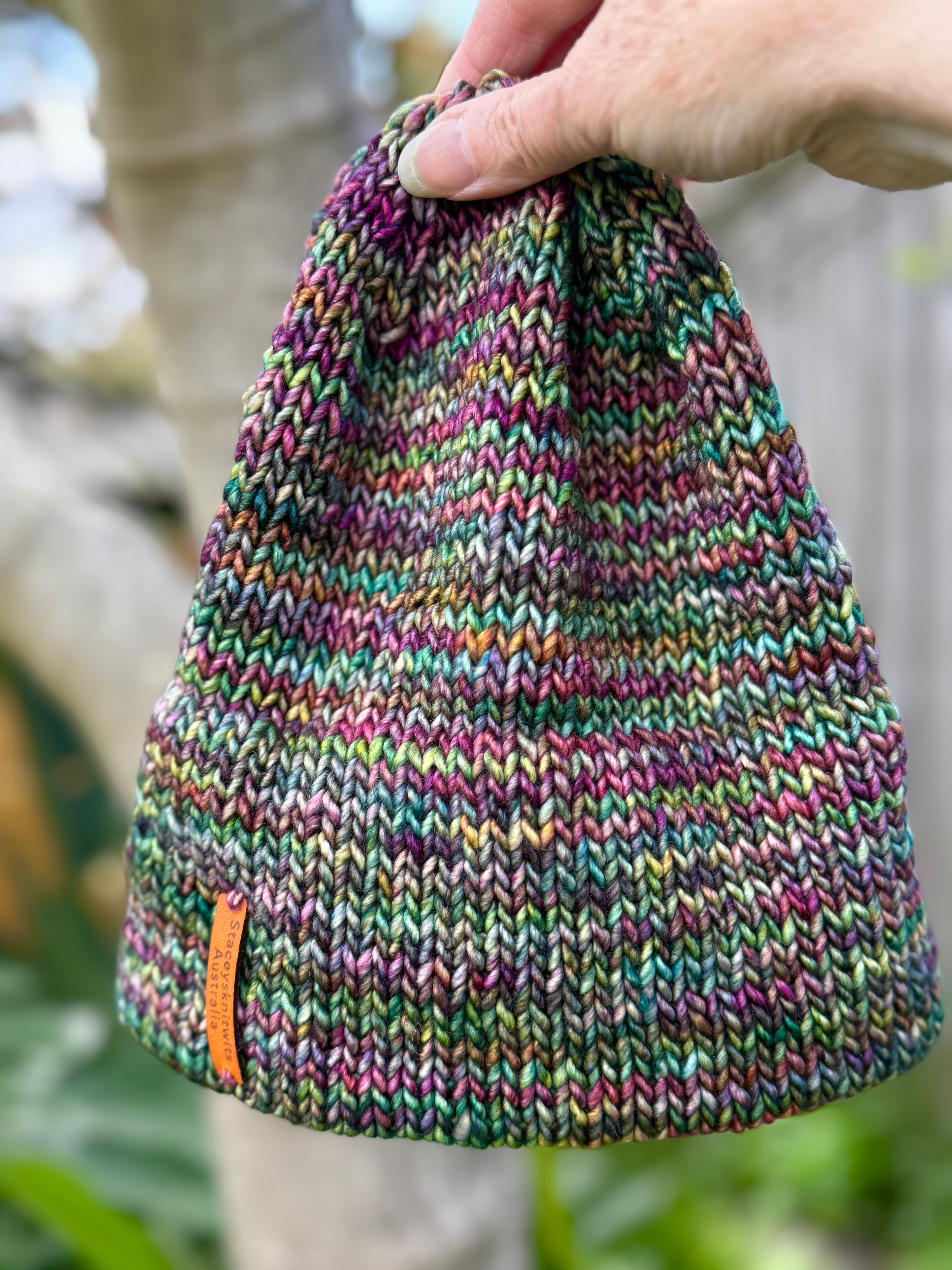 Hand knitted Flecked Merino Beanie, Double Brim extra warm hand knitted