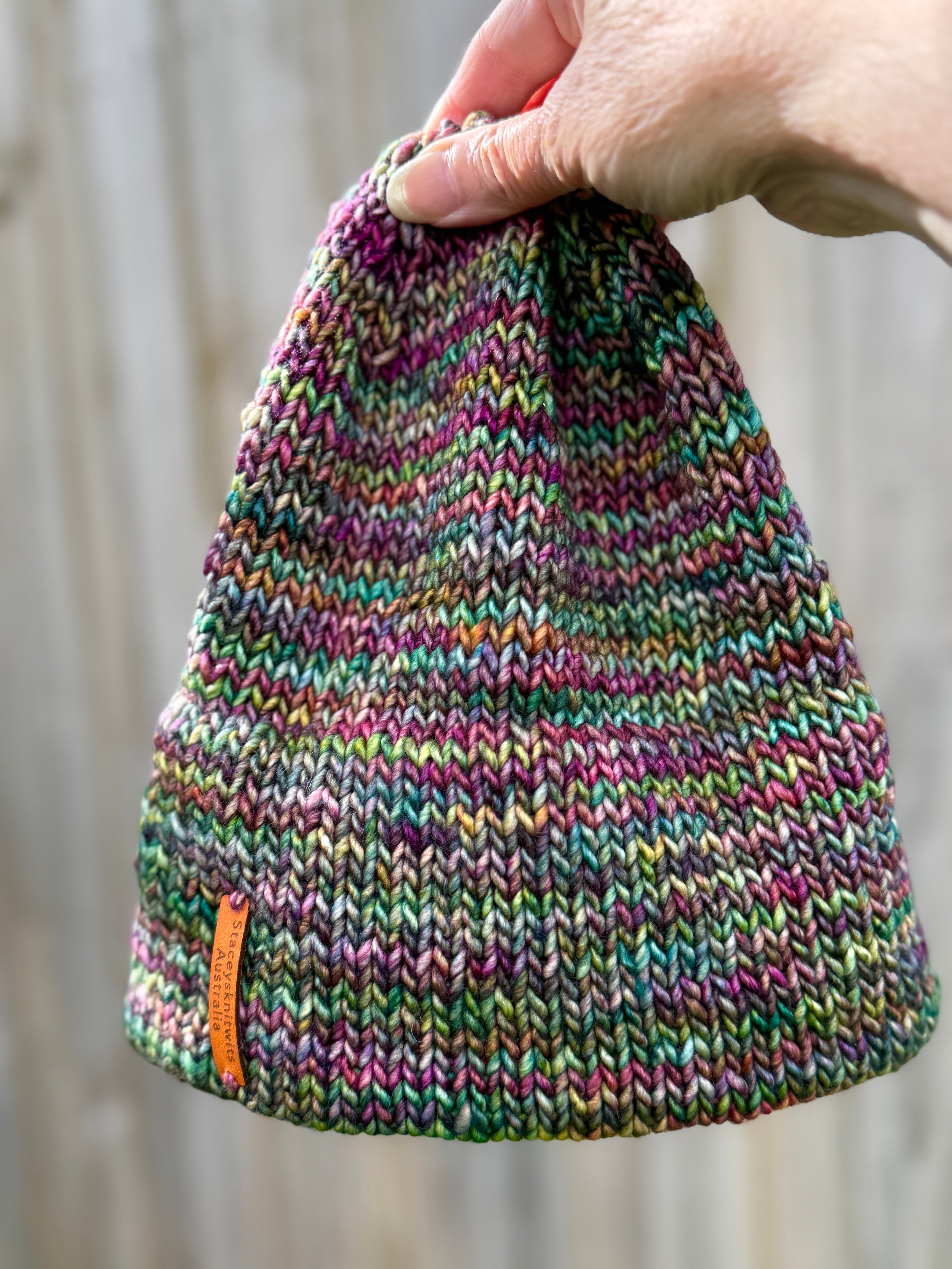 Hand knitted Flecked Merino Beanie, Double Brim extra warm hand knitted